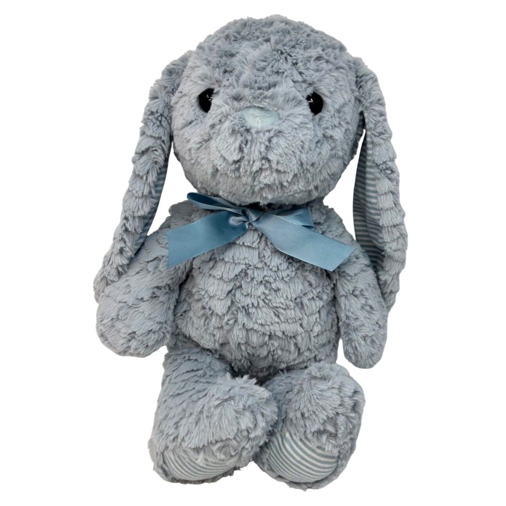Fluffy Blue Textured Bunny Rabbit Stuffed Plush Animal 16"‎ 2020 Inter-American